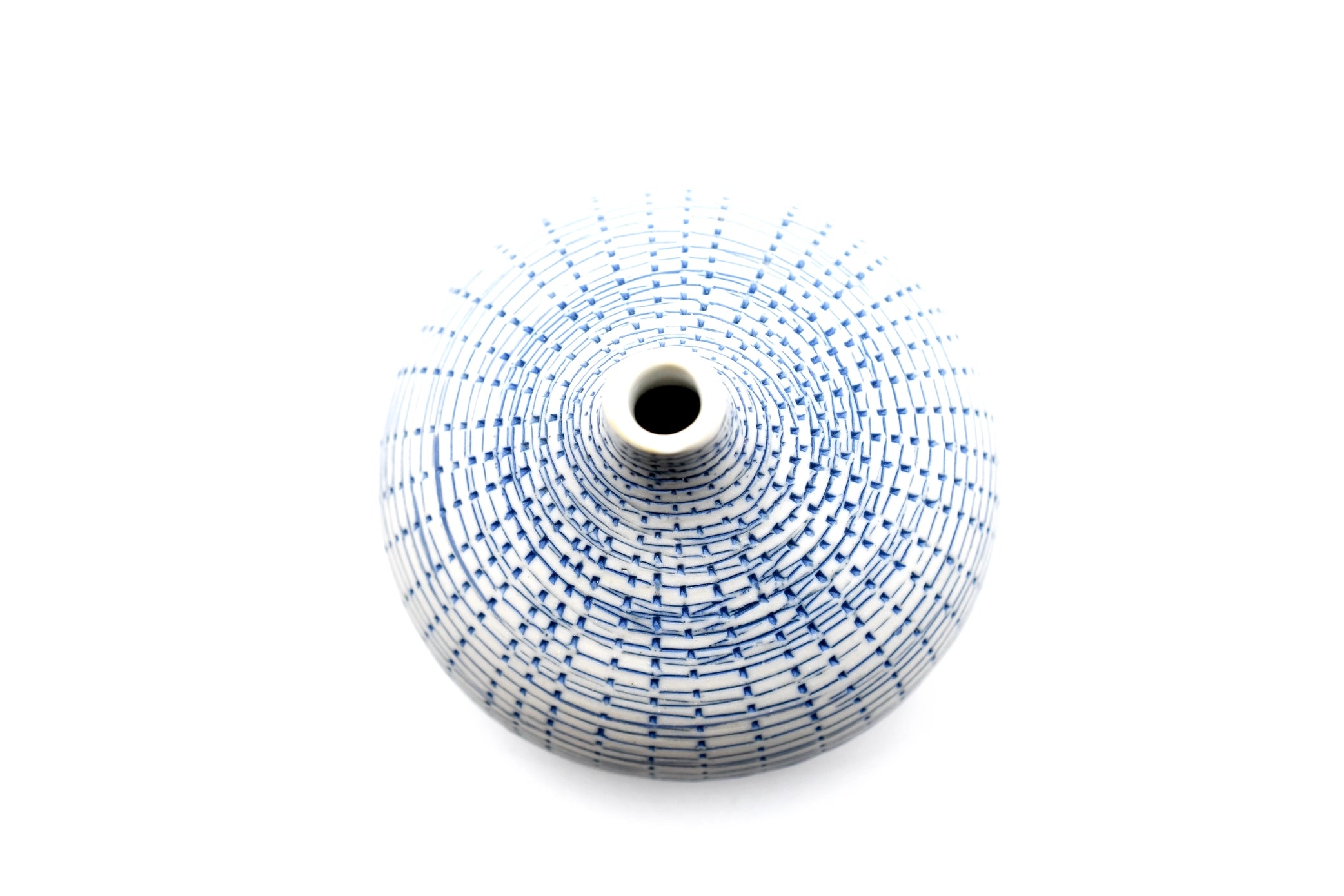 AFT Crosshatch & Blue Congo Tiny Porcelain Bud Vase