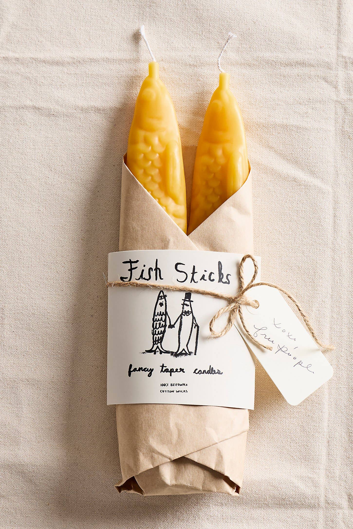 Tinned Candle Handmade Fancy Beeswax Fish Shaped Taper Candles