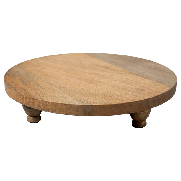 Heritage Lace - Artisan Wood 10" Round Natural Mango Wood Footed Board