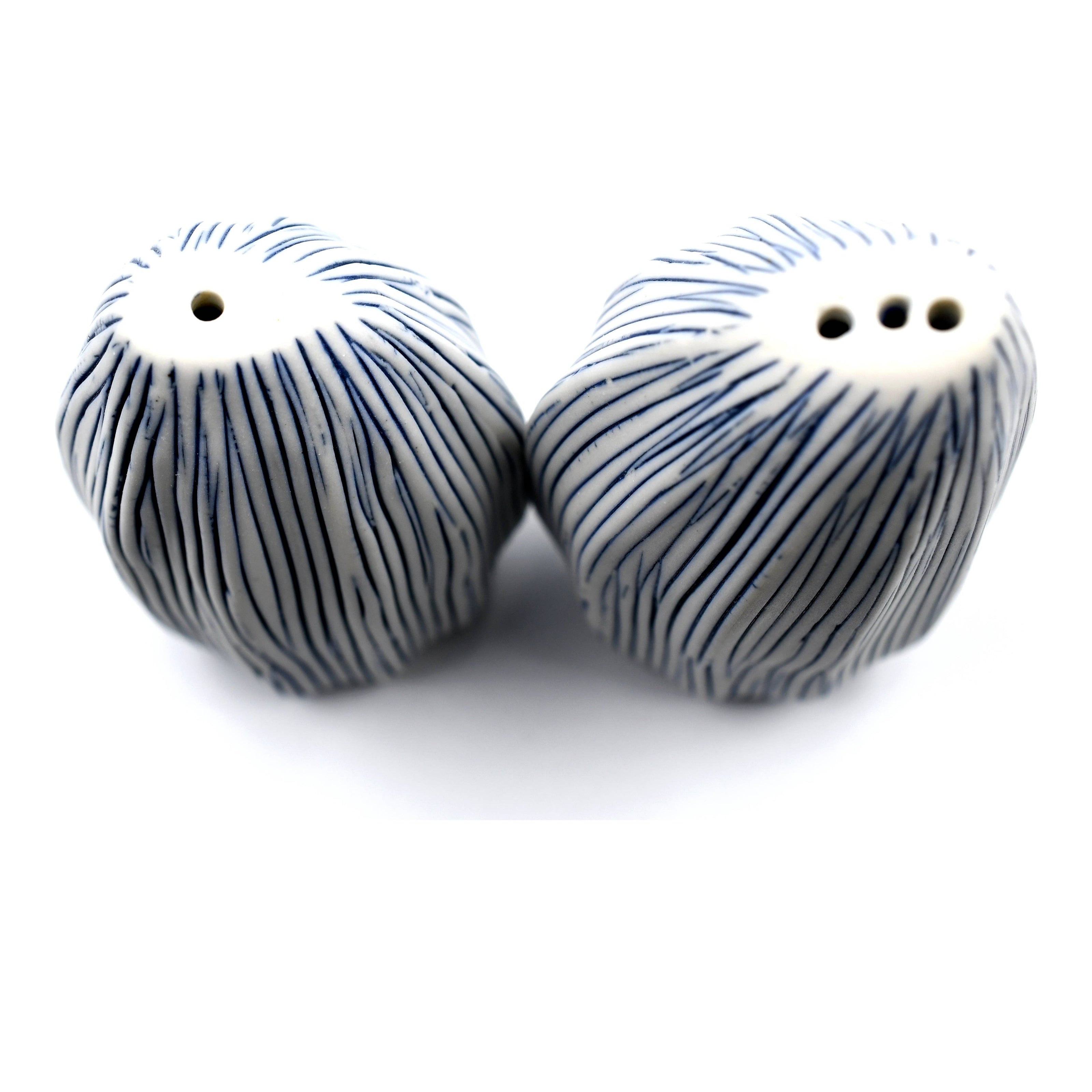 Art Floral Trading Seda Handcrafted Striped Porcelain Salt and Pepper Shaker Set
