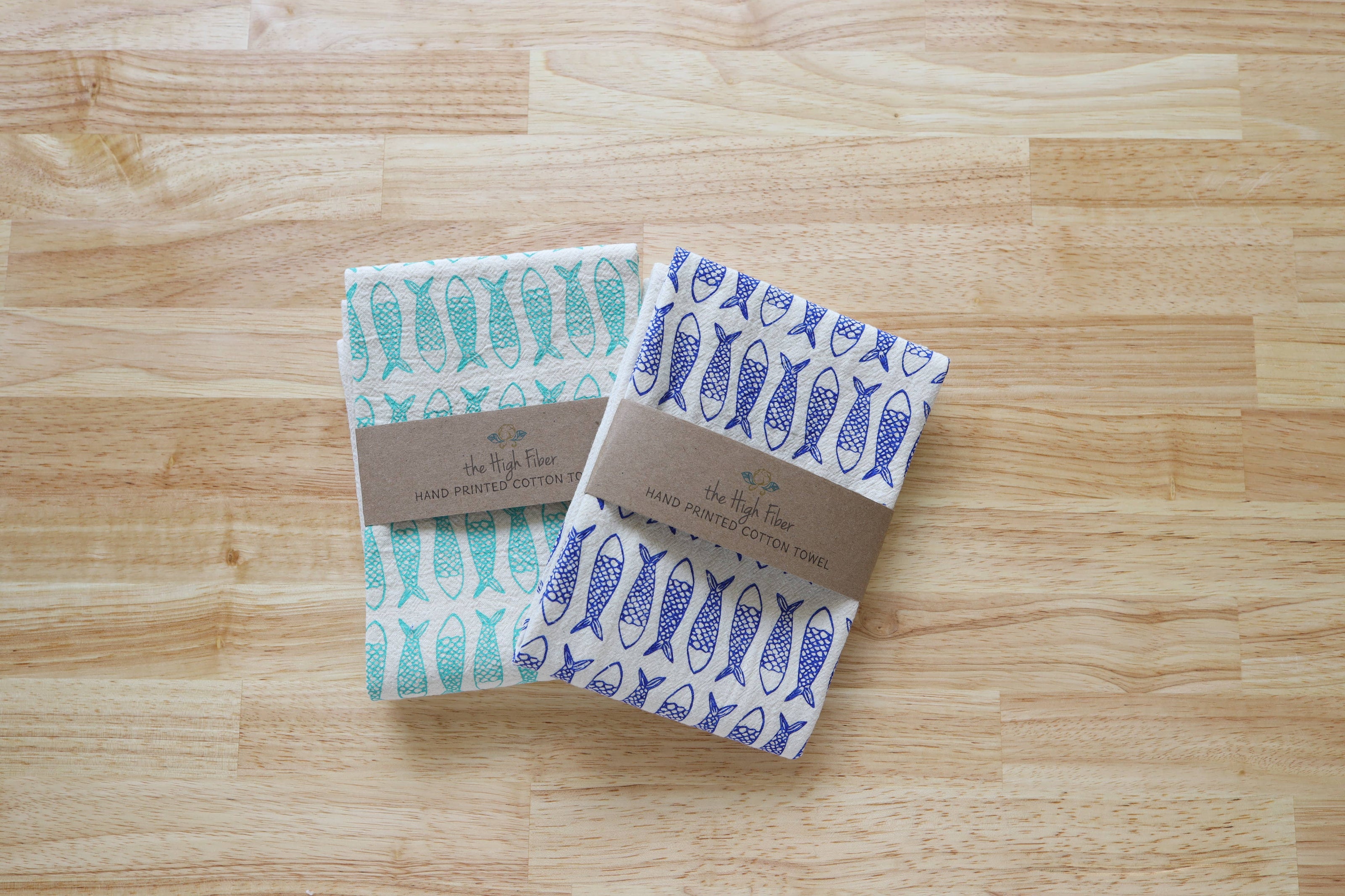 The High Fiber Handprinted Fish Kitchen Towel