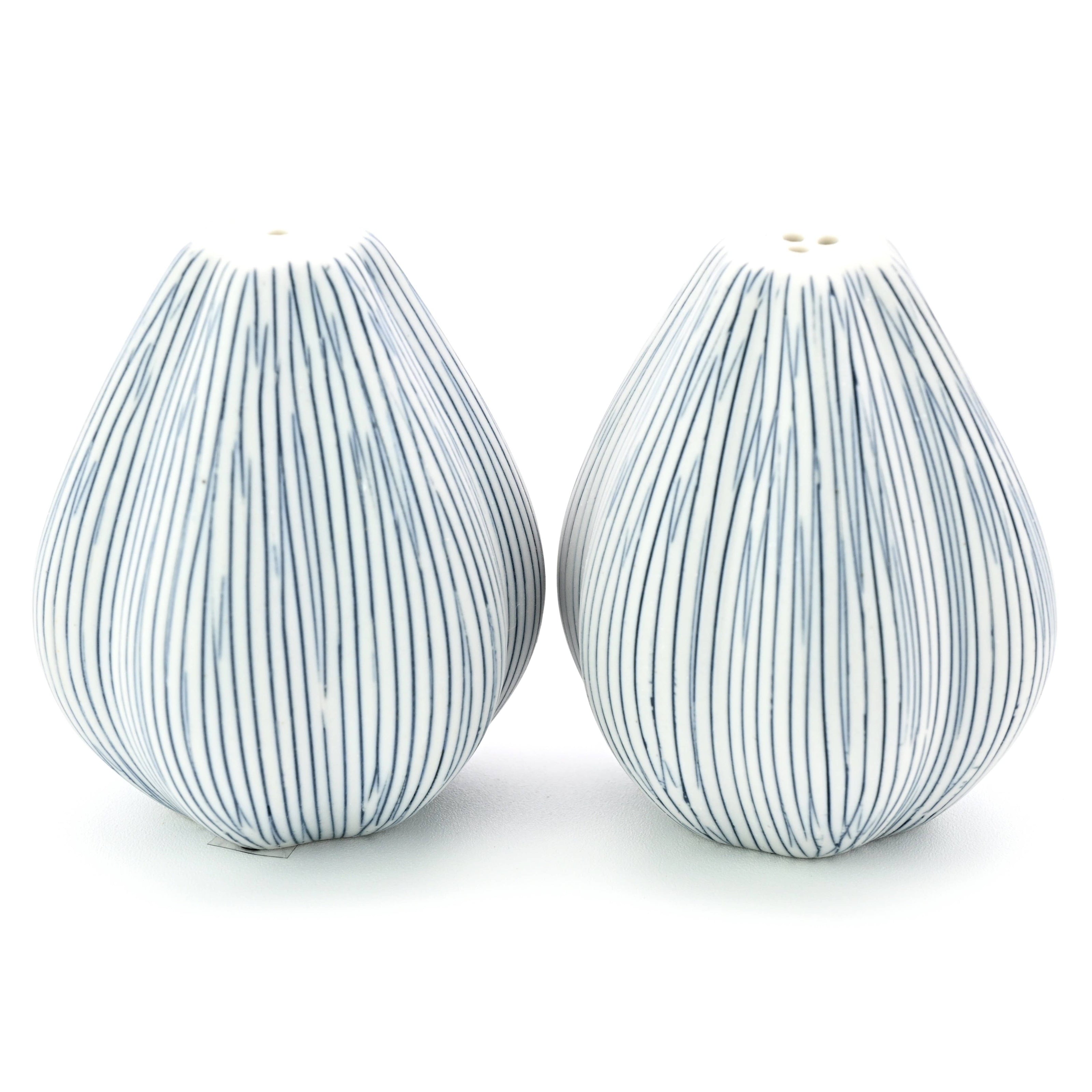 Art Floral Trading Champa Striped Porcelain Salt and Pepper Shaker Set