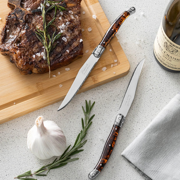 Laguiole Connoisseur 4-Piece Tortoise Steak Knife Set