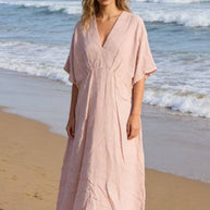 LÉA & LUC Flowing V-Neck Linen Maxi Dress