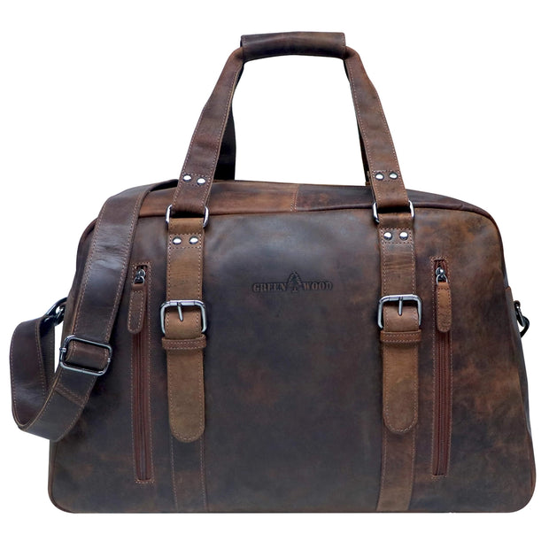 Rudy Leather Weekender Duffle Bag - Khaki