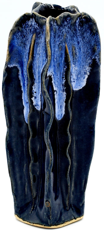 Luffa Tall Vase - Blue Effect