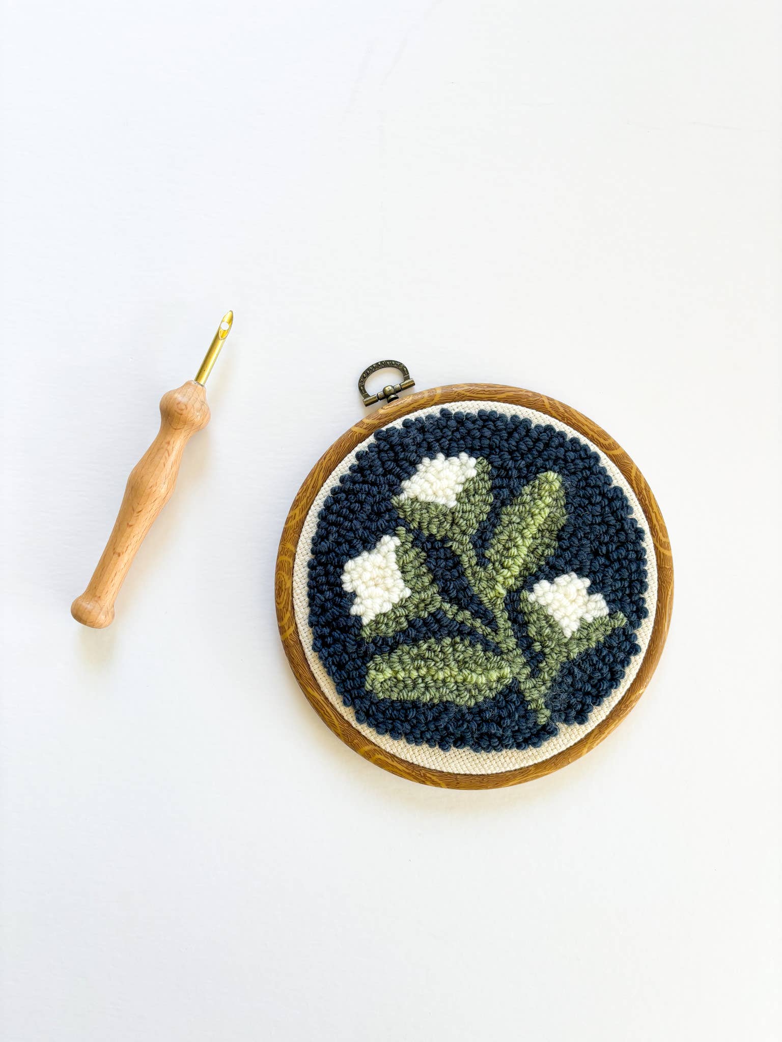 The Urban Acres Blue Floral Punch Needle Kit