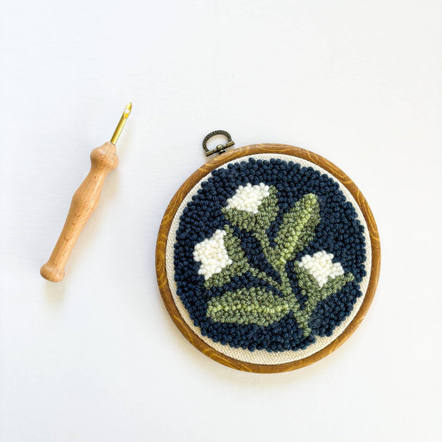 The Urban Acres Blue Floral Punch Needle Kit
