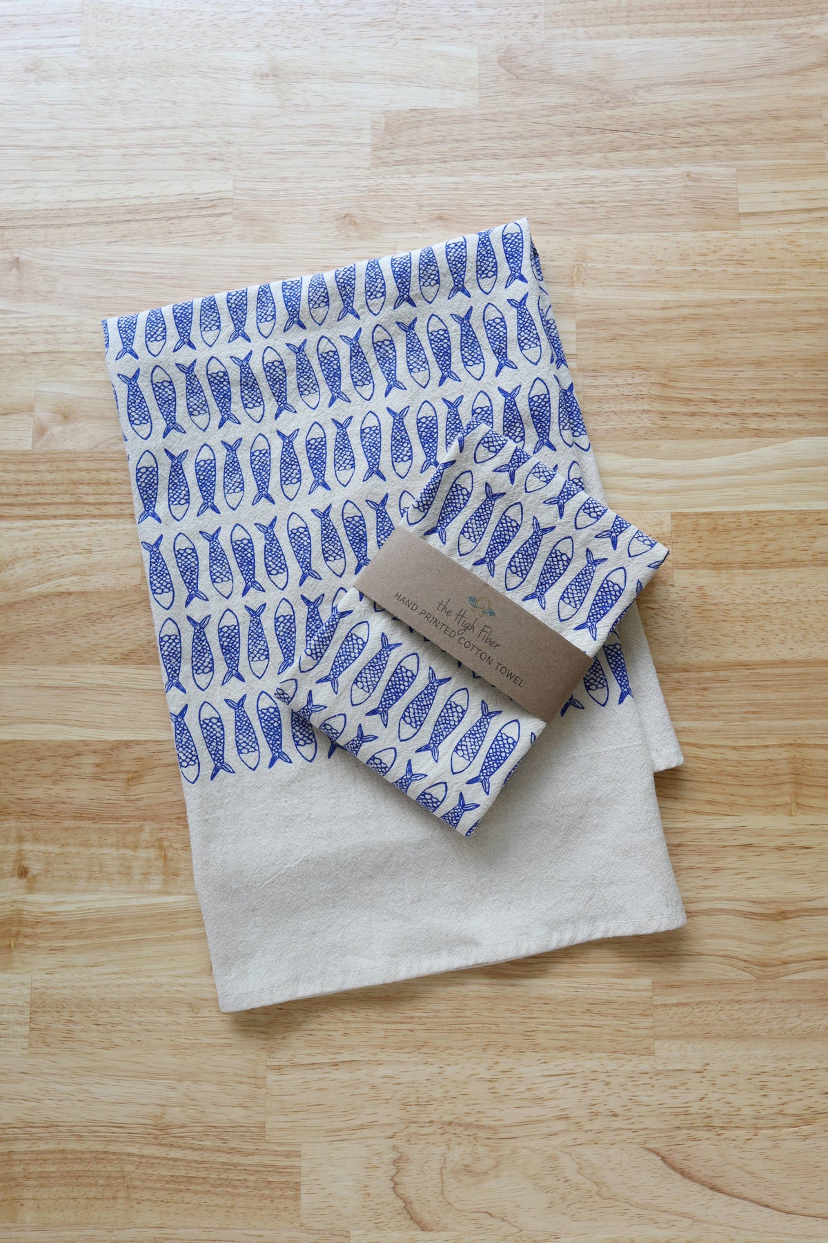 The High Fiber Handprinted Fish Kitchen Towel