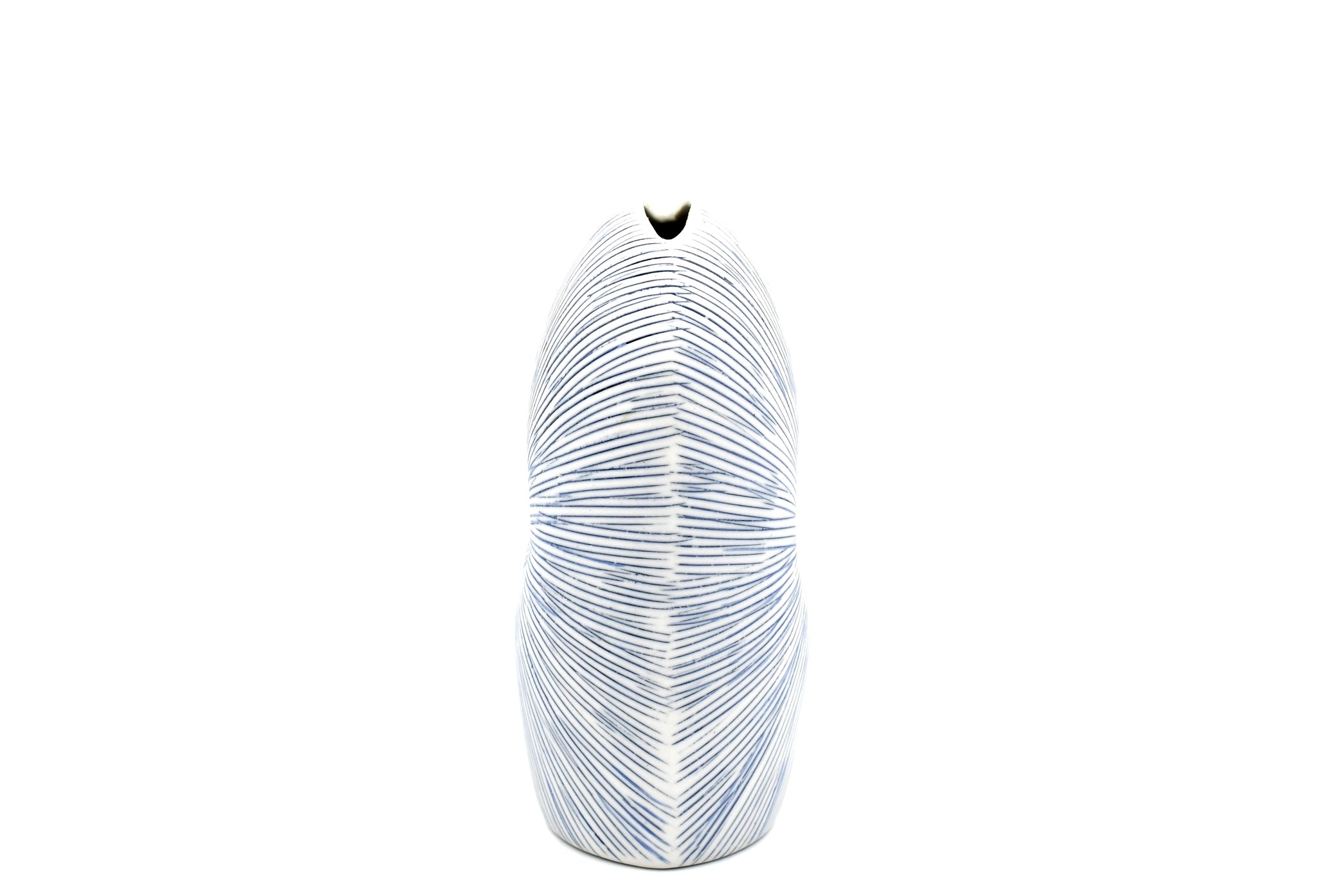 AFT Blue Striped Diva Tall Mini S-Handcrafted Porcelain Bud Vase