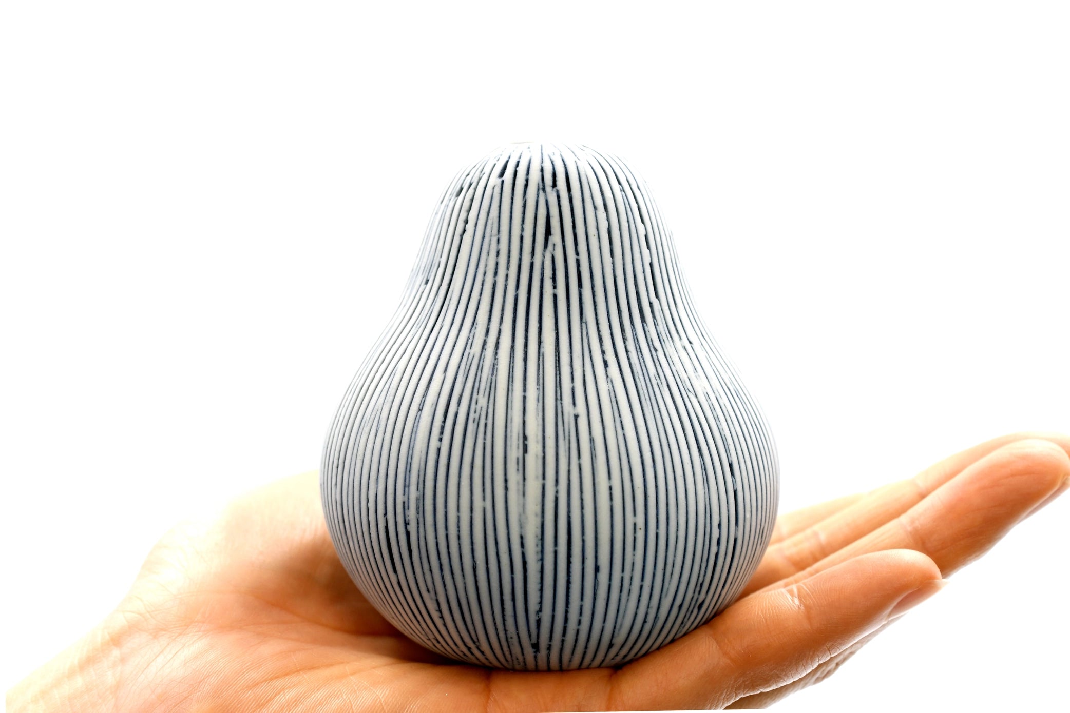 AFT Striped Gugu Pear Small Porcelain Bud Vase