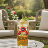 Red Poppy Collins Glass