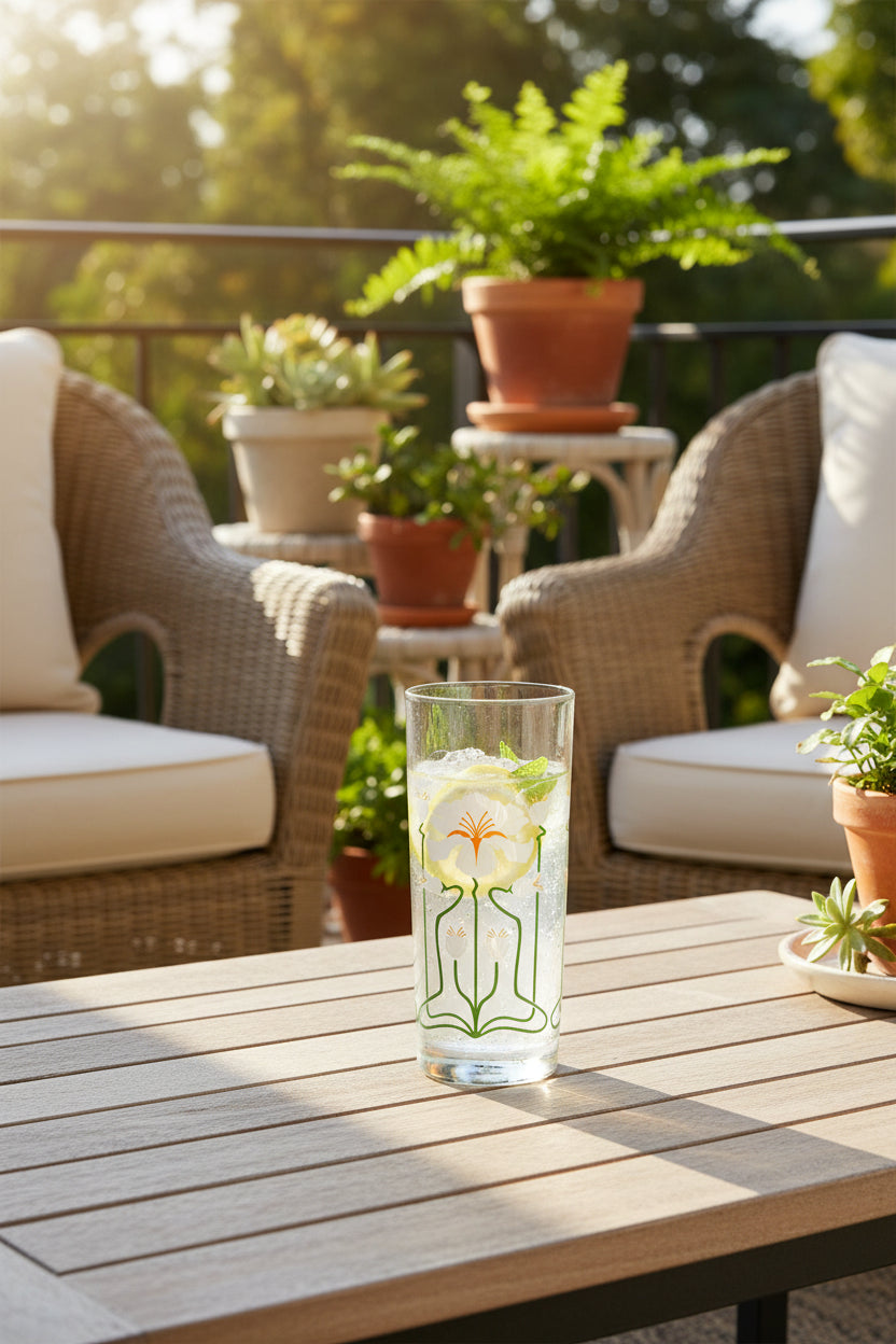 White Iris Collins Glass