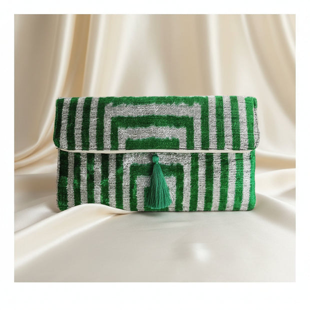 Silk Velvet Ikat Clutch