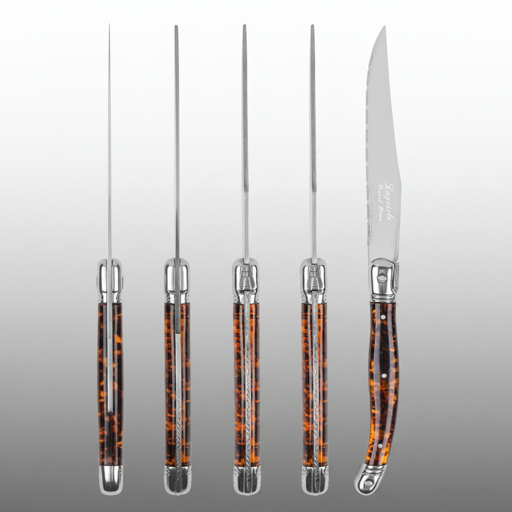 Laguiole Connoisseur 4 Piece Tortoise Steak Knife Set