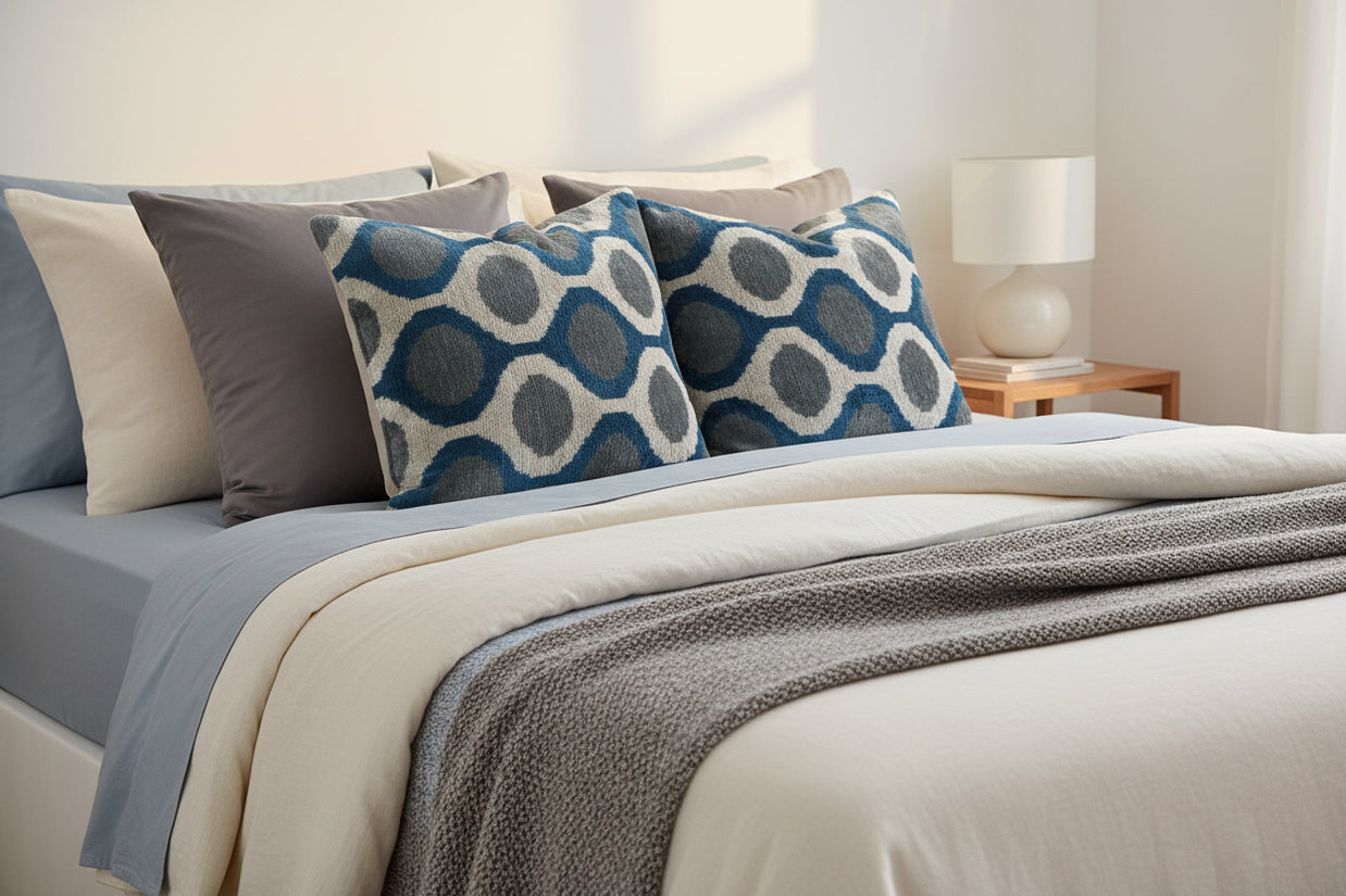 Blue Silk Ikat Velvet Pillow