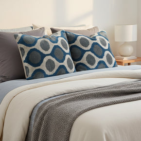Blue Silk Ikat Velvet Pillow