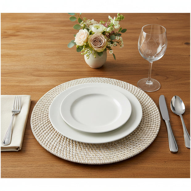 Rattan Charger Whitewashed