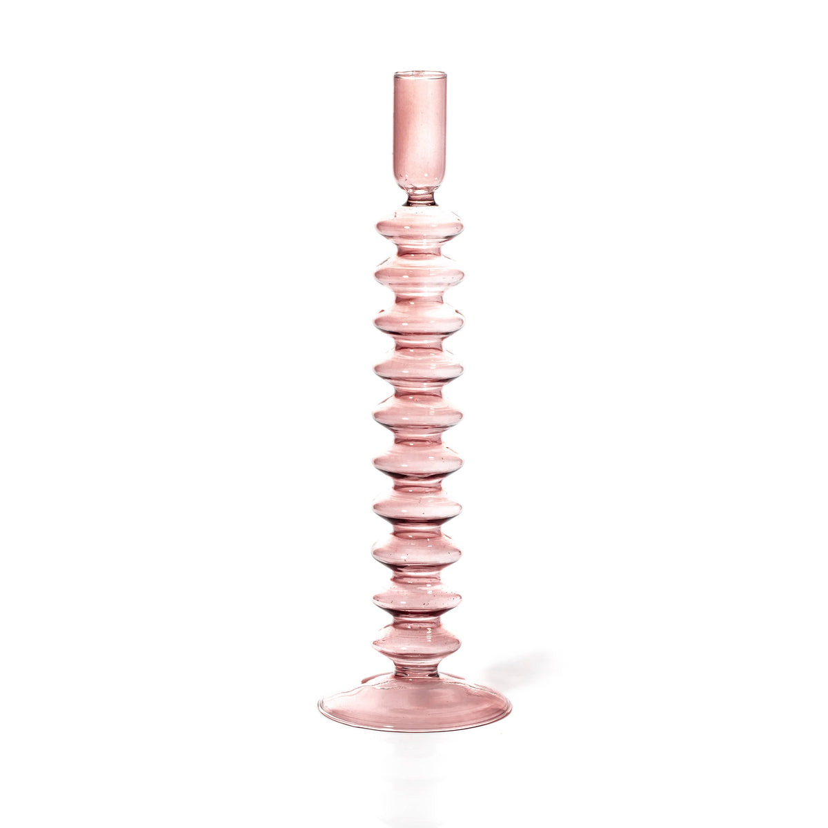 MÆGEN Coloured Glass Taper Candle Holder in Rose Quartz