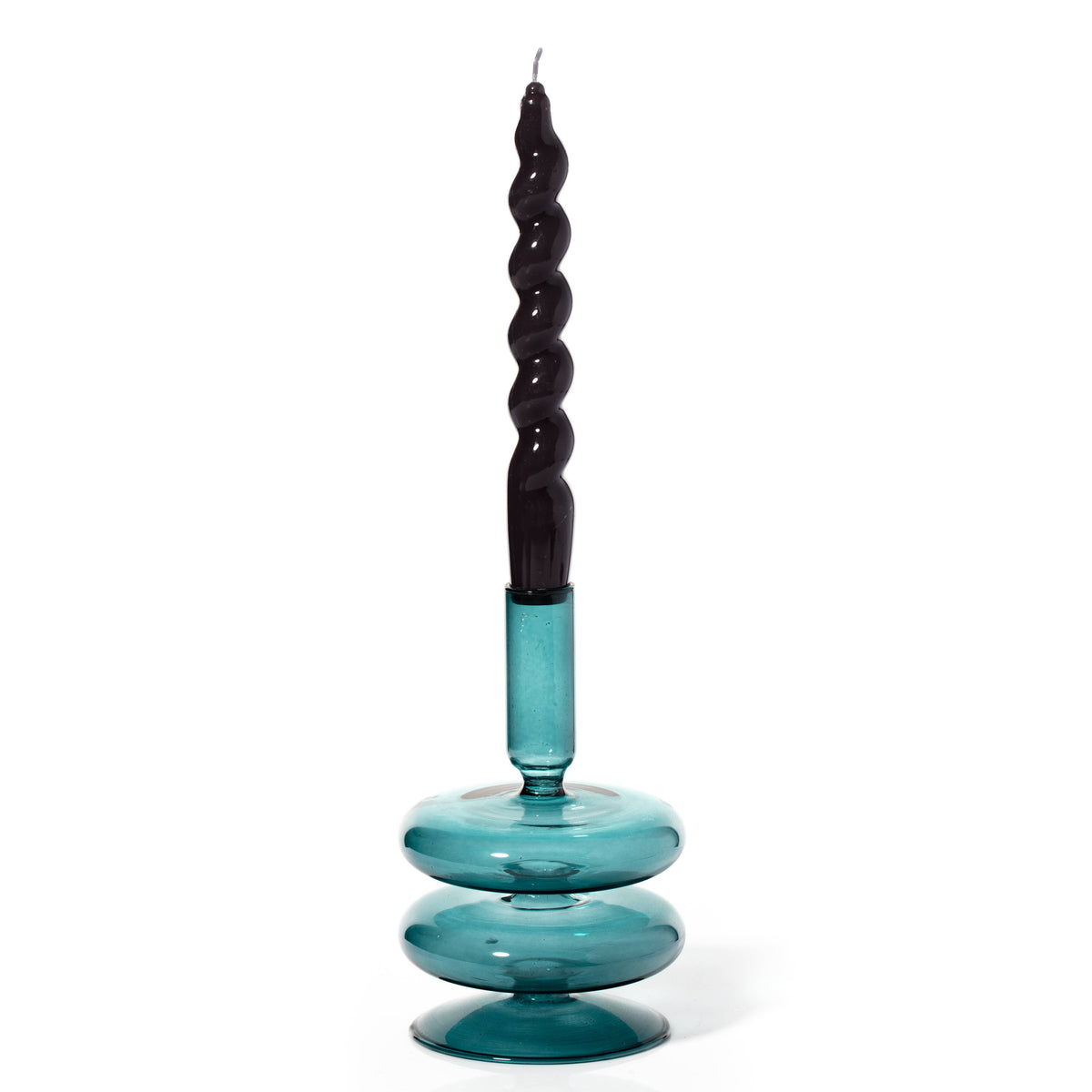 MÆGEN Coloured Glass Taper Candle Holder in Ocean Teal