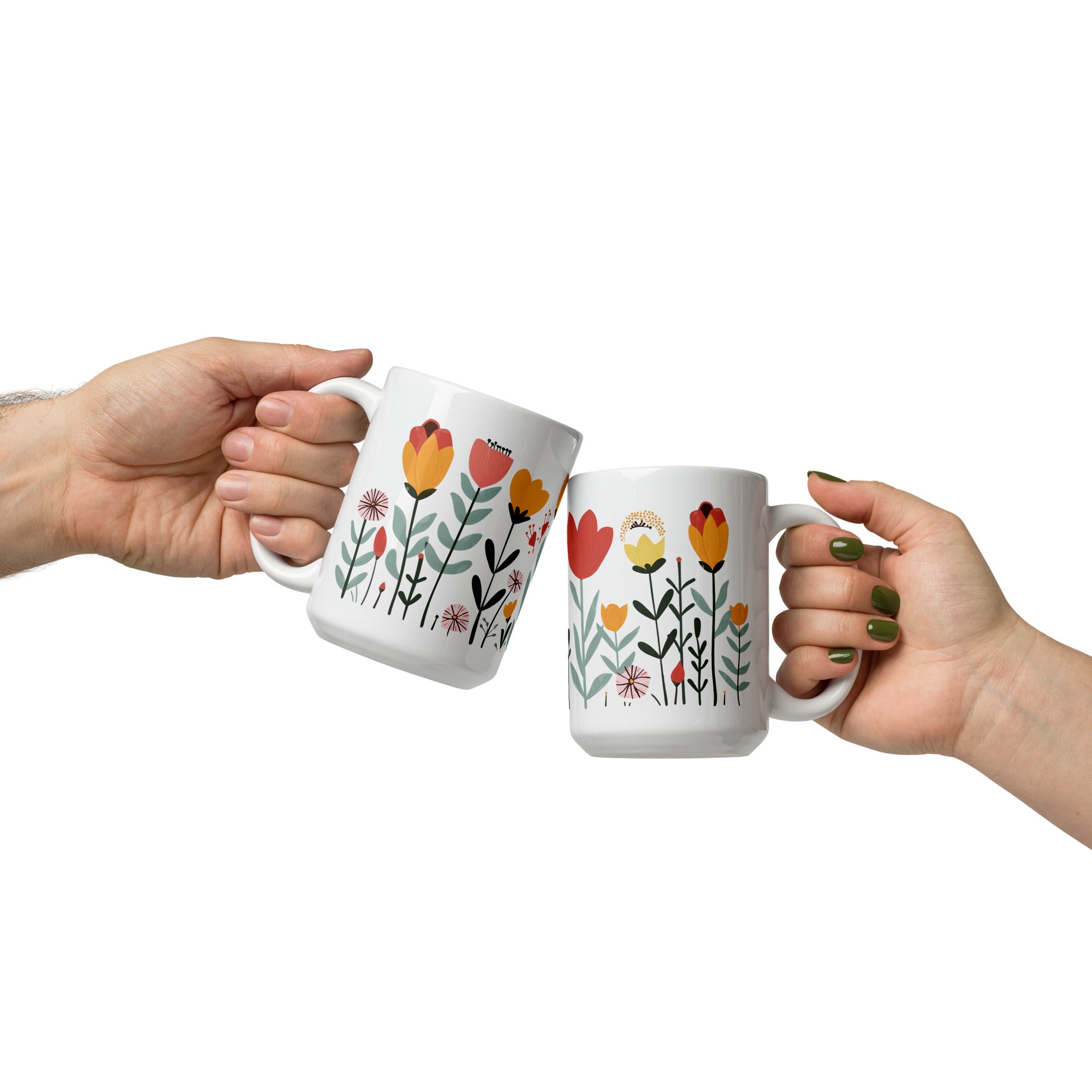 Floral White Glossy Mug #2