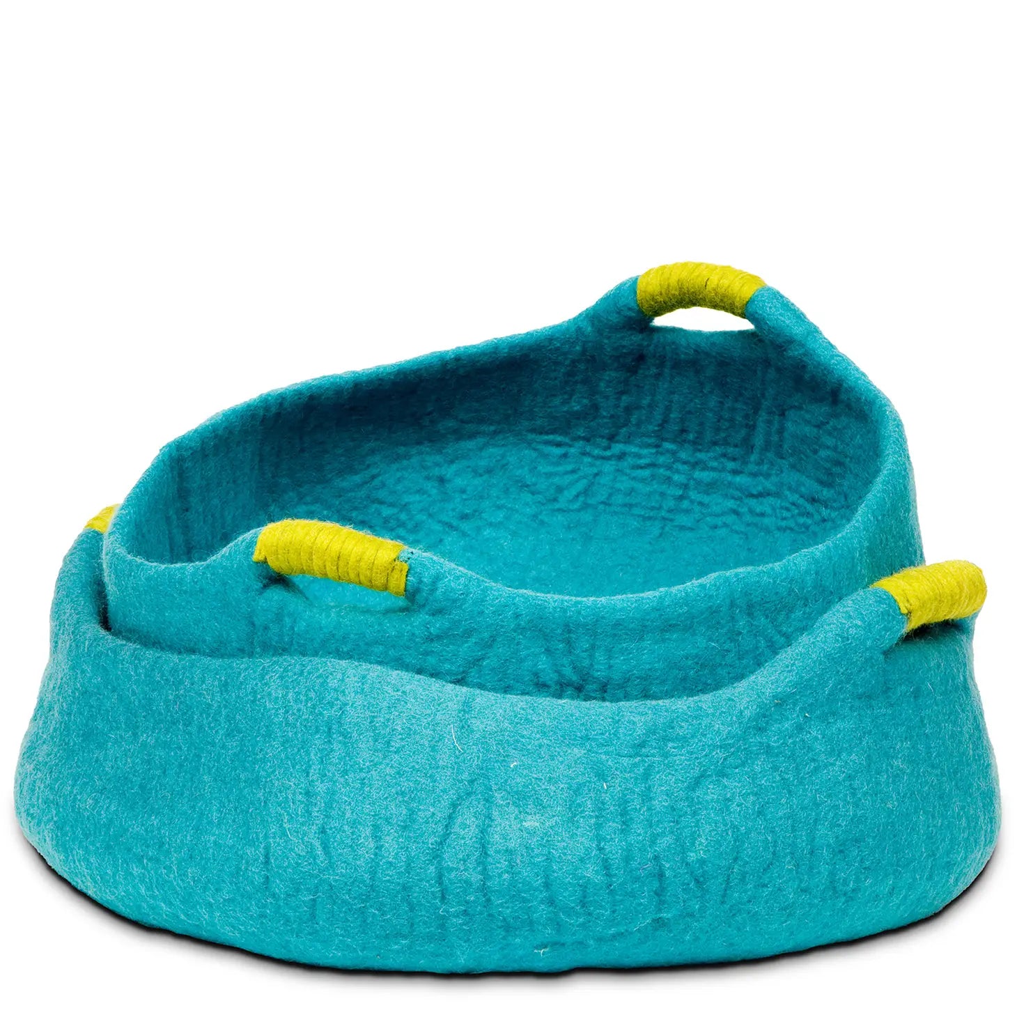Aqua/Green Wool Handle Basket - Dharma Dog Karma Cat