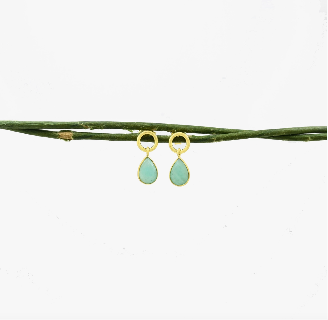 Schmuckoo Berlin Circle Post Earring Gold Silver 925 - Amazonite