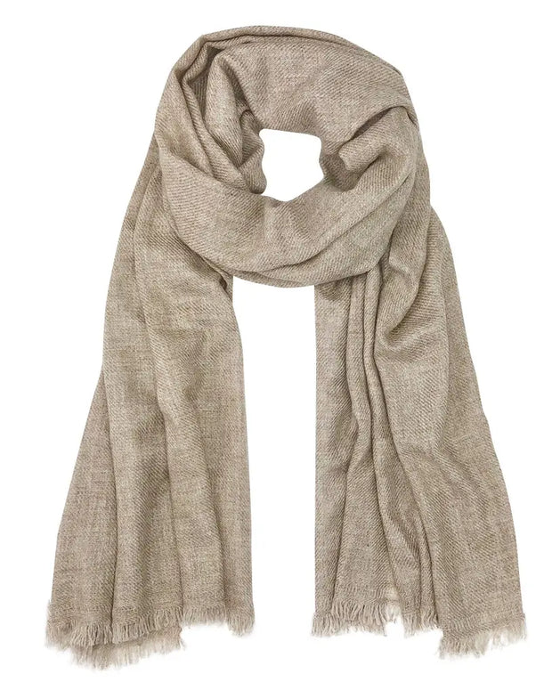 Beige Handloom Cashmere Scarf - Slate + Salt